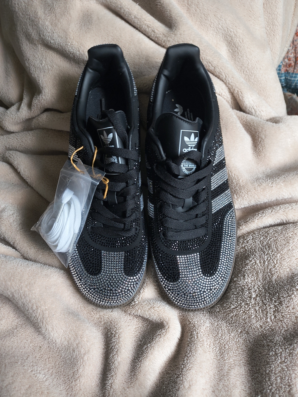 Adidas Black Crystal-Embellished Sneakers